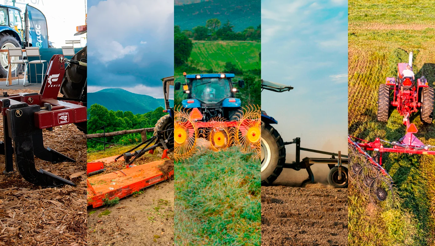 Implementos para tractores agrícolas de diferentes marcas.